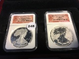 2pc First Release Silver Eagle Set 2012-S PF70 Ultra Cameo and 2012-S Reverse PF PF70