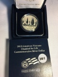 2010-W American Veterans Disabled for Life Proof Silver Dollar