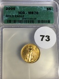 2006 1/10oz $5 Gold American Eagle ICG MS70