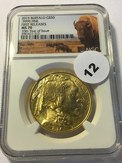 2015 10th Year of Issue Buffalo $50 Gold NGC First Release MS70
