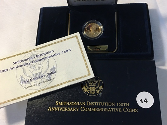 1846-1996 Smithsonian Institution 150th Anniversary Commemorative Coin Proof Gold Five Dollar