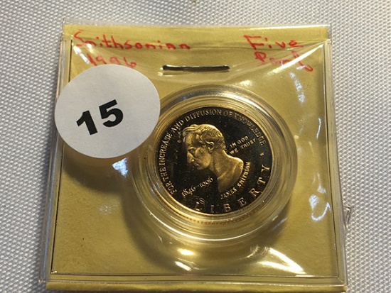 1846-1996 Smithsonian Institution 150th Anniversary Commemorative Coin Proof Gold Five Dollar
