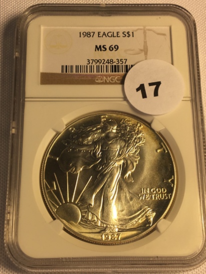 1987 Silver Eagle NGC MS69