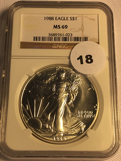 1988 Silver Eagle NGC MS69