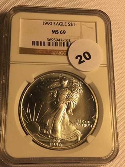 1990 Silver Eagle NGC MS69