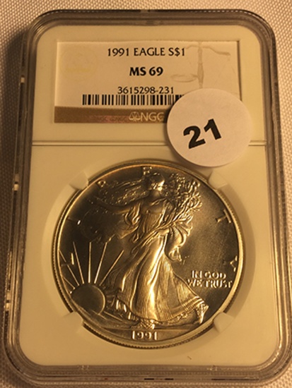 1991 Silver Eagle NGC MS69