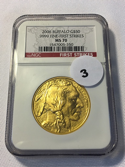 2006 Buffalo $50 Gold NGC First Strike MS70