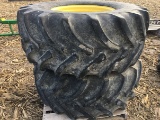 2X$ Firestone 600/65R28 w/ 8 bolt rim, off JD 2spd rear wheel drive combine