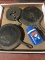 2 Castiron Skillets, Damper, & Snoopy Thermos
