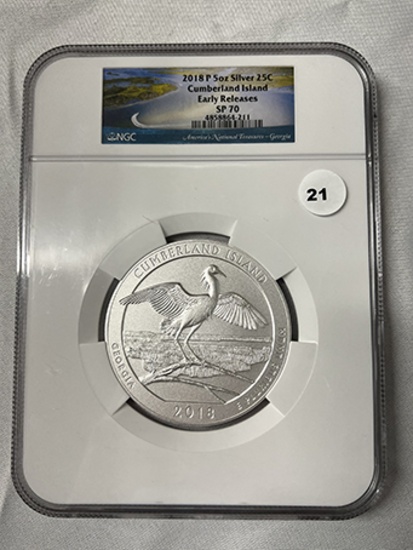 2018-P 5oz Silver 25C Cumberland Island Early Releases NGC SP70