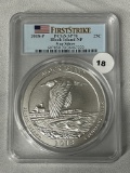 2018-P 5oz Silver 25C Block Island NP First Strike PCGS SP70
