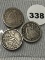 1884, 1857, 1853 Seated Dimes