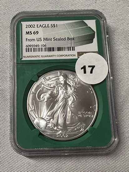 2002 Silver Eagle NGC MS69 From U.S. Mint Sealed Box