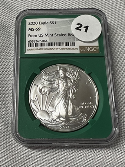2020 Silver Eagle NGC MS69 From U.S. Mint Sealed Box