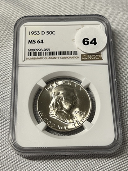 1953-D Franklin Half Dollar NGC MS64