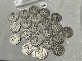Lot of 21 1945, 45-D, 45-S Walking Liberty Half Dollars