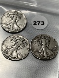 1942, 44, 45 Walking Liberty Half Dollars