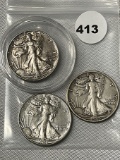1942, 45, 46 Walking Liberty Half Dollars