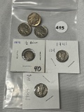 (3) Buffalo Nickels (2) Mercury Dimes & Seated Half Dime