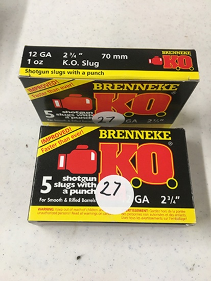 10 rds Brenneke 12ga, 2.75in K.O. Slugs (NO SHIPPING)
