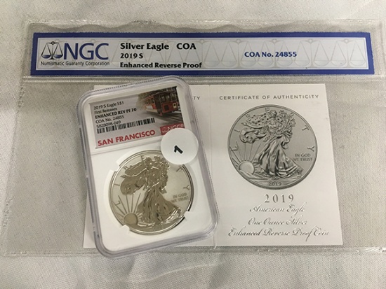 2019-S Silver Eagle Enhanced Reverse Proof, COA No. 24855