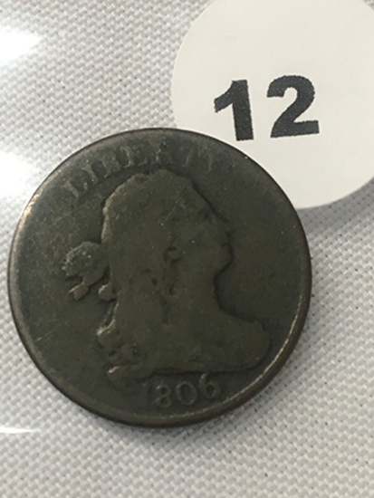 1806 Half Cent, Large Date, Stems
