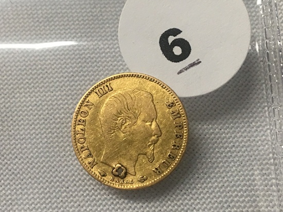 1860 France 5 Francs Gold, Drilled