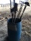 Barrel and misc garden tools