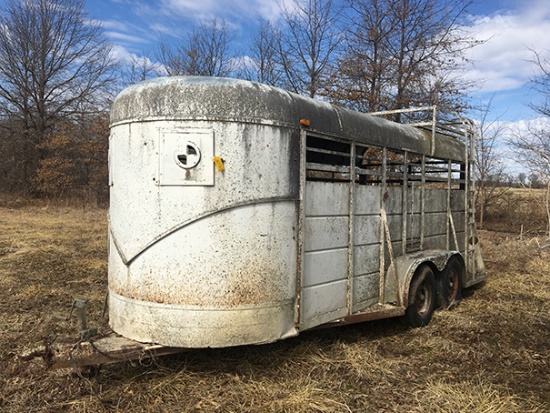 16ft Bumper hitch livestock trailer, appears to be solid