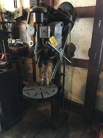 Floor model Marshall and Husehart belt driven drill press