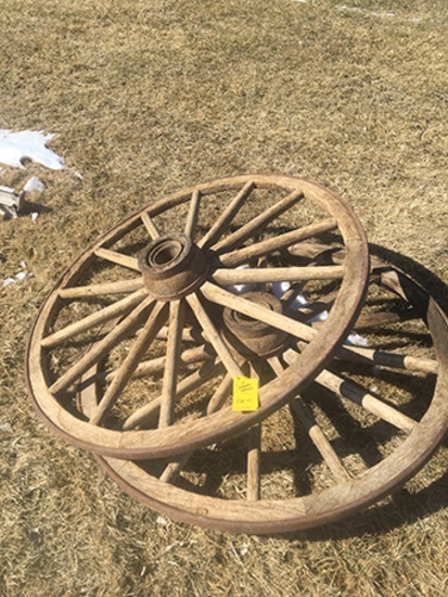 Pair of 2 Wooden Wagon Wheels