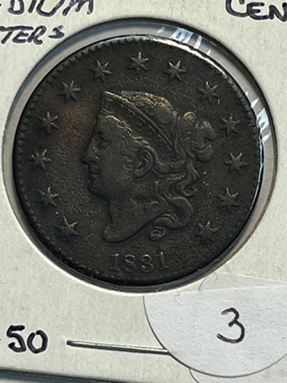 1831 Matron Head Large Cent Medium Letters