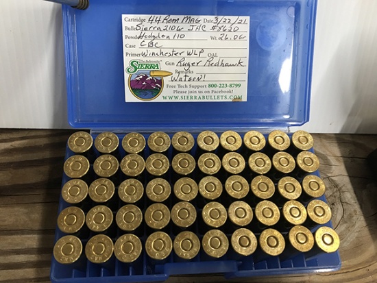 50rds 44 Rem Mag, reloads