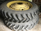 Set of 14.9R46 tires on 10 bolt wheels
