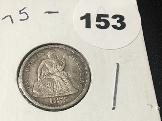 1875 Seated Dime