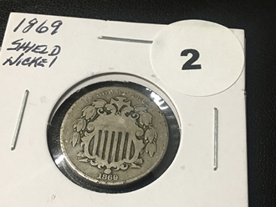 1869 Shield Nickel with stars