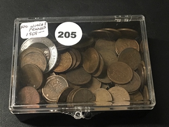 Box 100+ Wheat Pennies, 1909-1940, some have been sprayed with lacquer