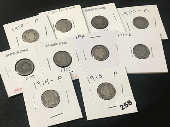 10 Barber Dimes 1905 - 1915