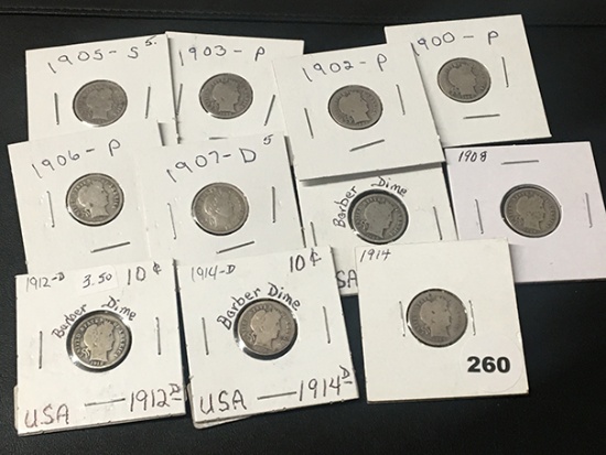 11 Barber Dimes 1914-1900