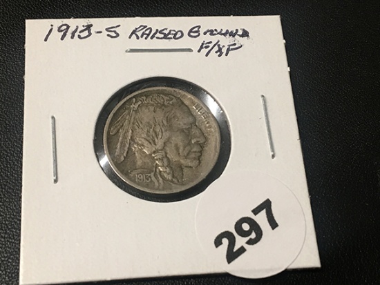 1913-S Raised Ground Buffalo Nickel