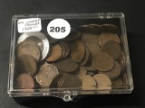 Box 100+ Wheat Pennies, 1909-1940, some have been sprayed with lacquer