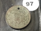 1835 Large Cent, drilled