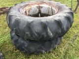 Pair of 16.9-28 tires on rims
