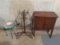Iron plant stands & wooden cabinet