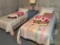 (2) twin beds, lamp stand & bedding