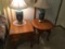(2) Broyhill oak side tables and lamps
