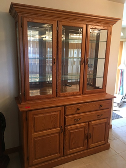 Oakwood Industry 57 in.  x 83 in.  lighted china hutch