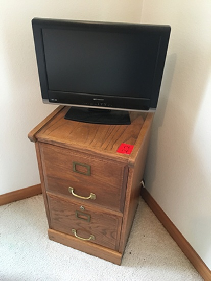 2 drawer wooden file cabinet with 18 in. Emerson TV