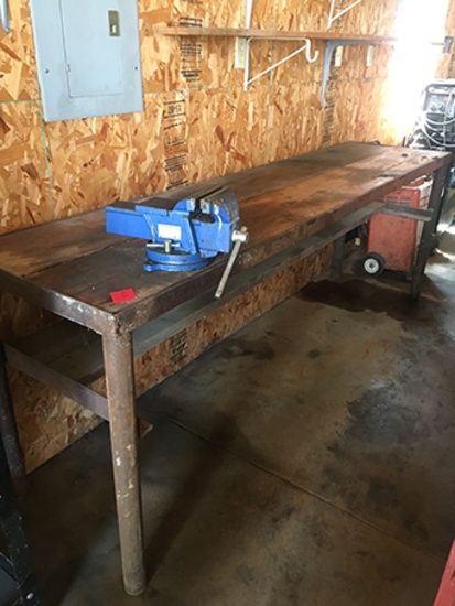 8 ft. x 2 ft. bench with vice