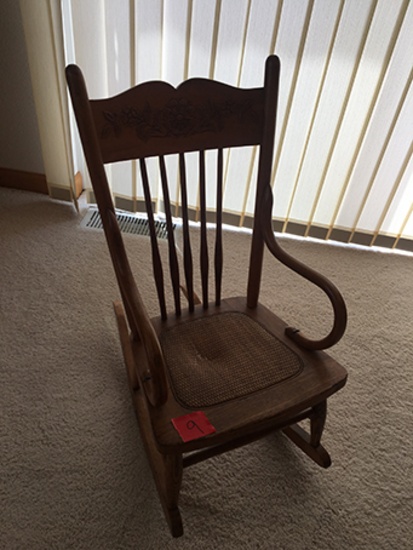 Pressed back child's rocker